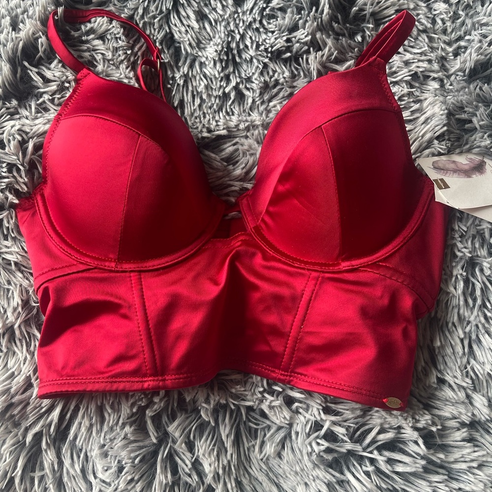 Red Satin Women's Bra